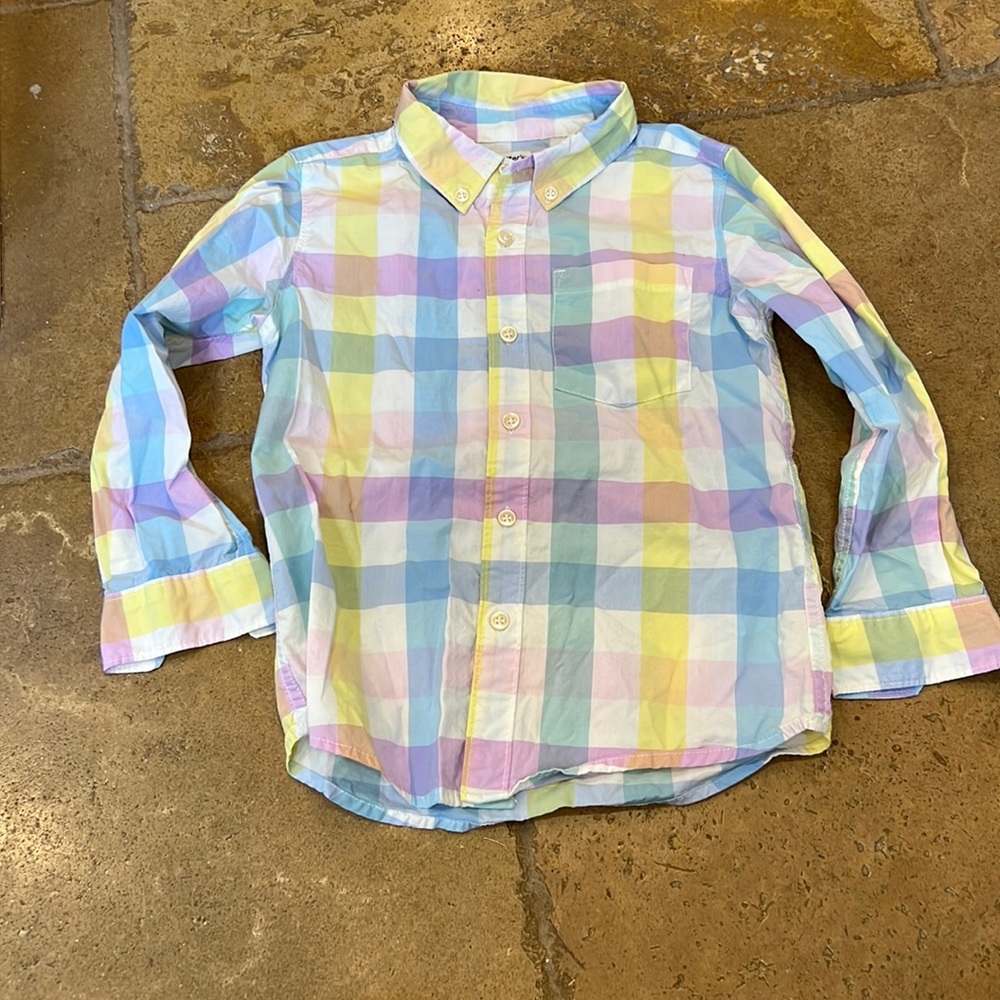 Carter's Boys Pastel Plaid Button-Front Poplin Shirt, Multi-Color size 7.